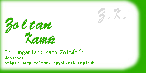 zoltan kamp business card